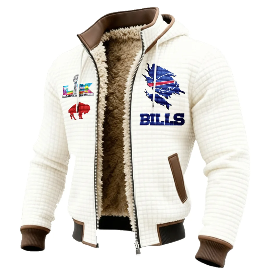 Buffalo Squad Fleece-Lined Hooded Jacket, High-Performance Trail Jacket HVN1462BB - White - Image 2