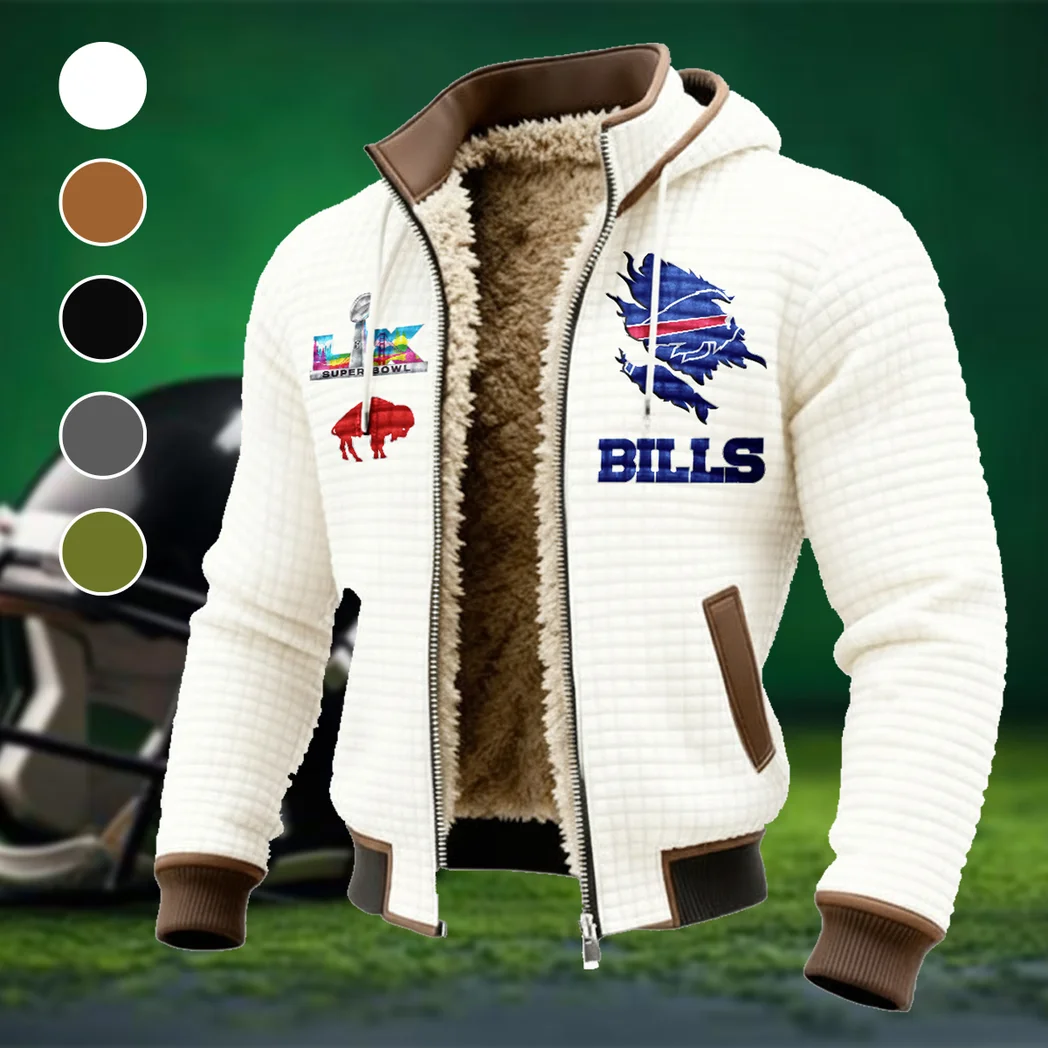 Buffalo Squad Fleece-Lined Hooded Jacket, High-Performance Trail Jacket HVN1462BB - White