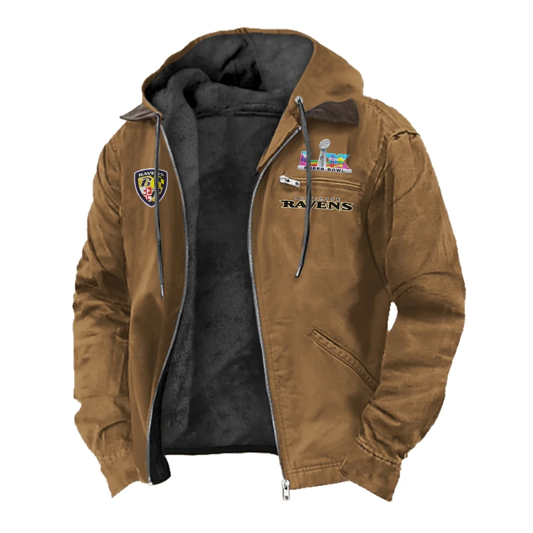 Charm City Squad Flannel Hoodie, Stadium Ready Flannel Hoodie HVN1462BR - Camel - Image 2