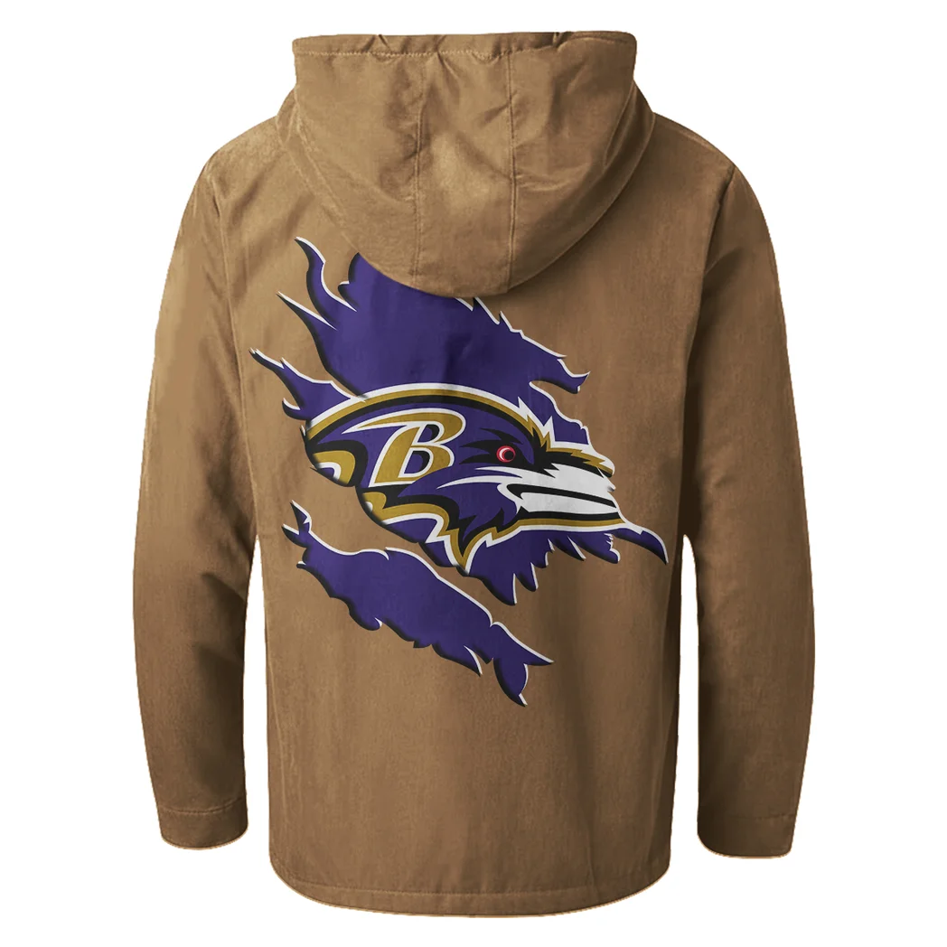 Charm City Squad Flannel Hoodie, Stadium Ready Flannel Hoodie HVN1462BR - Camel - Image 3