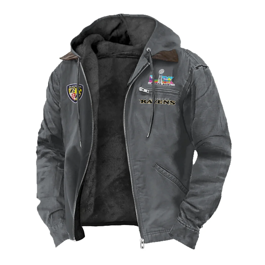 Charm City Squad Flannel Hoodie, Stadium Ready Flannel Hoodie HVN1462BR - Gray - Image 2