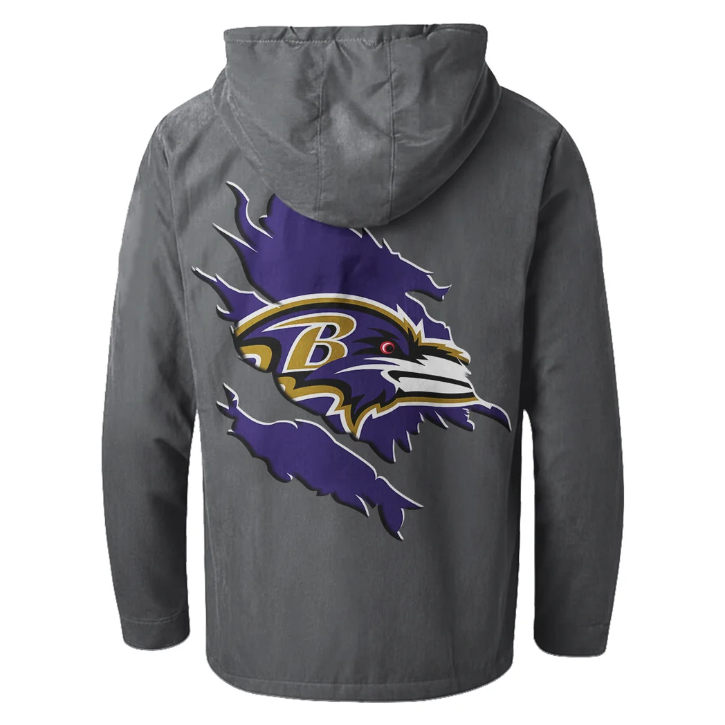 Charm City Squad Flannel Hoodie, Stadium Ready Flannel Hoodie HVN1462BR - Gray - Image 3