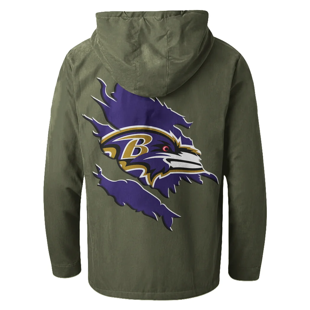 Charm City Squad Flannel Hoodie, Stadium Ready Flannel Hoodie HVN1462BR - Green - Image 3