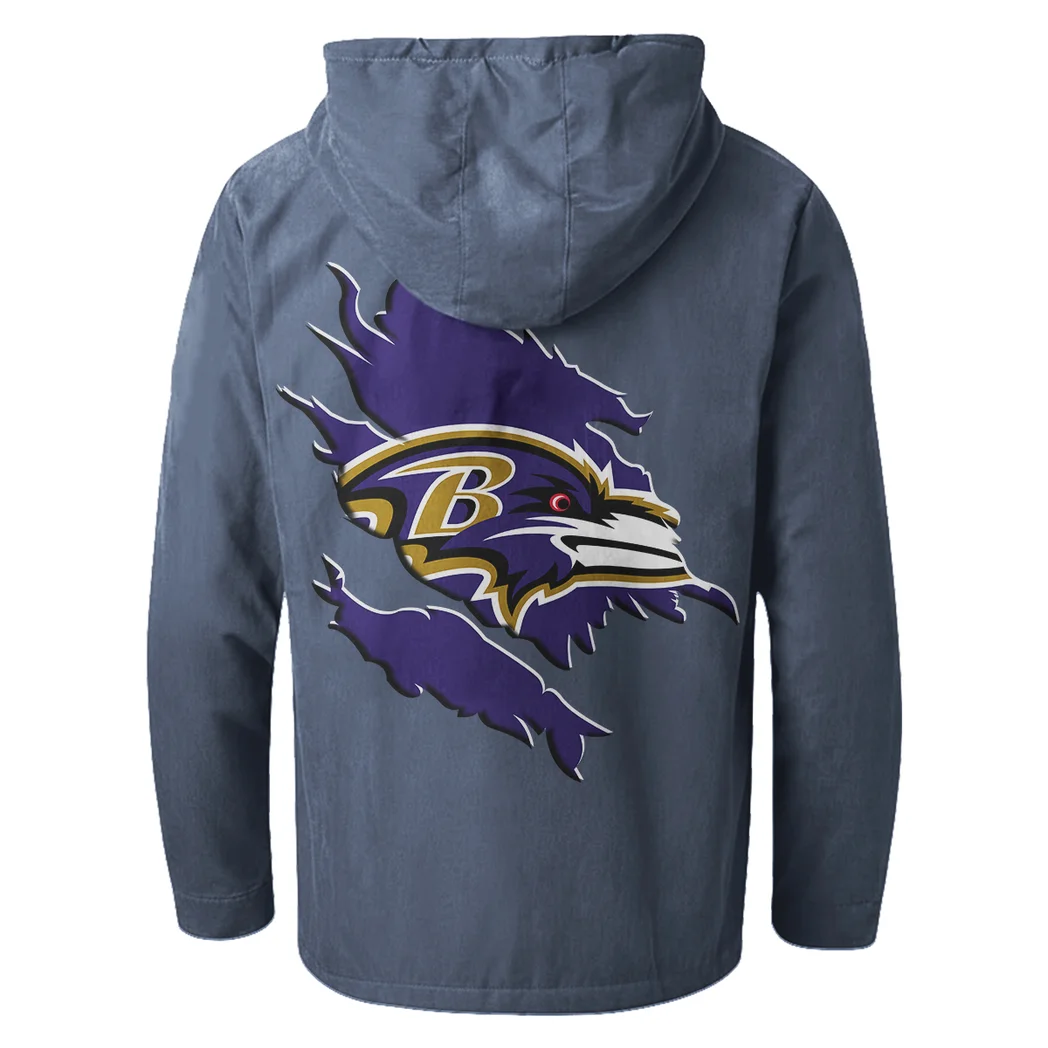 Charm City Squad Flannel Hoodie, Stadium Ready Flannel Hoodie HVN1462BR - Navy Blue - Image 3