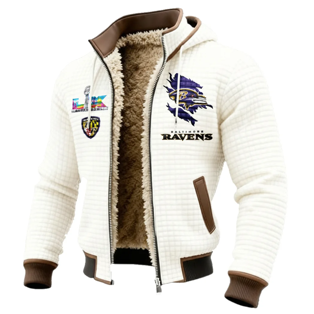 Charm City Squad Fleece-Lined Hooded Jacket, Multi-Sport Winter Active Top HVN1462BR - White - Image 2