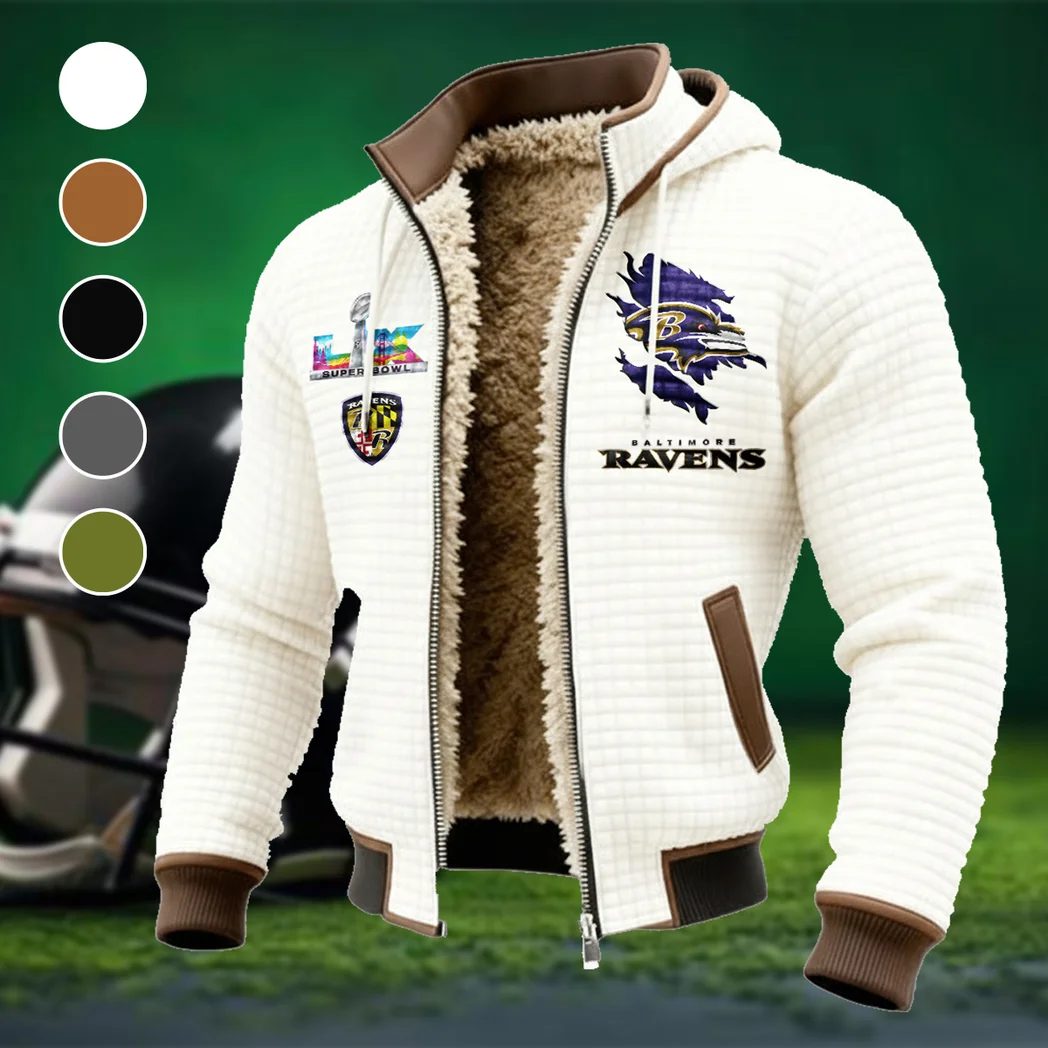 Charm City Squad Fleece-Lined Hooded Jacket, Multi-Sport Winter Active Top HVN1462BR - White