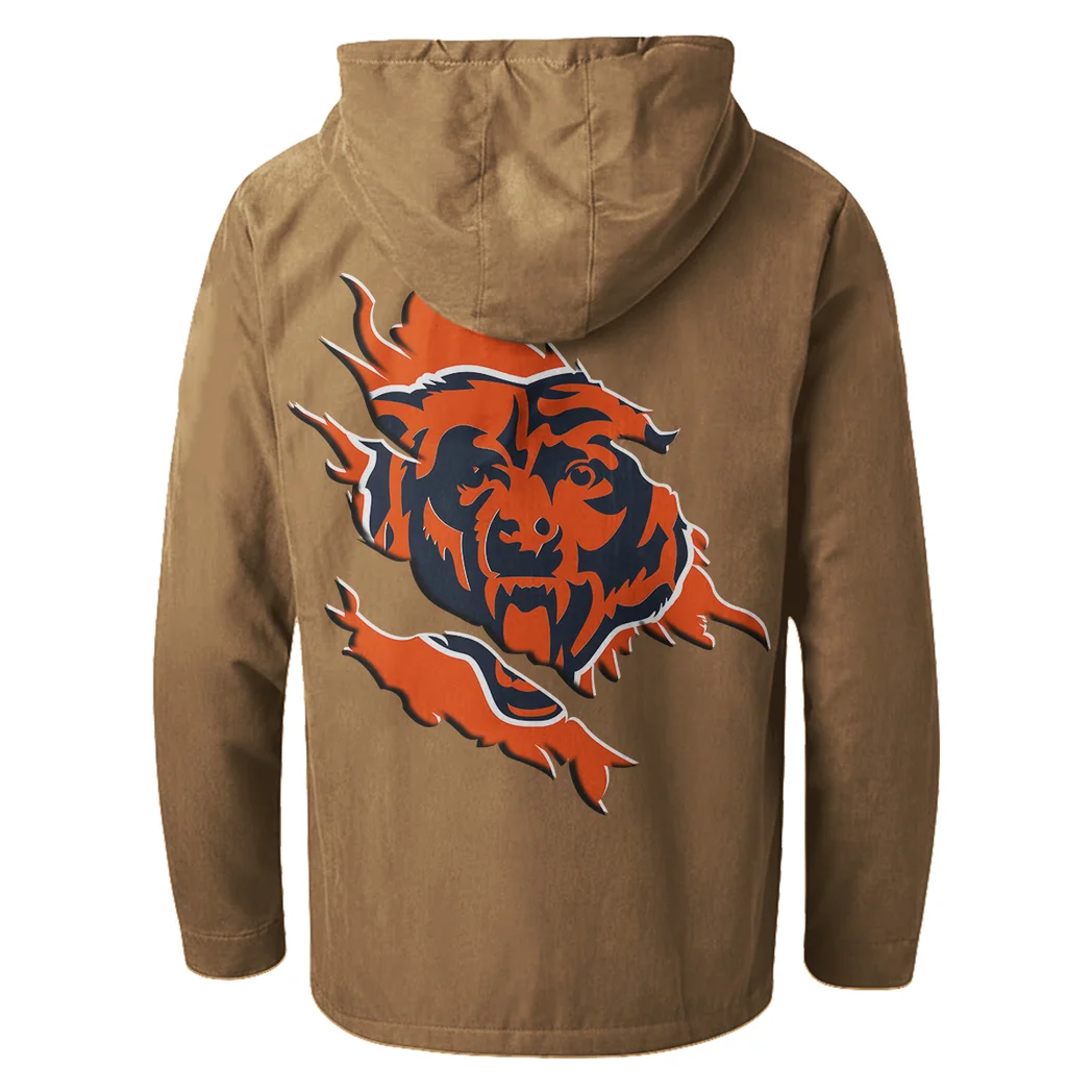 Game Day Paws Flannel Hoodie, Casual Sport Hooded Flannel HVN1462CB - Camel - Image 3