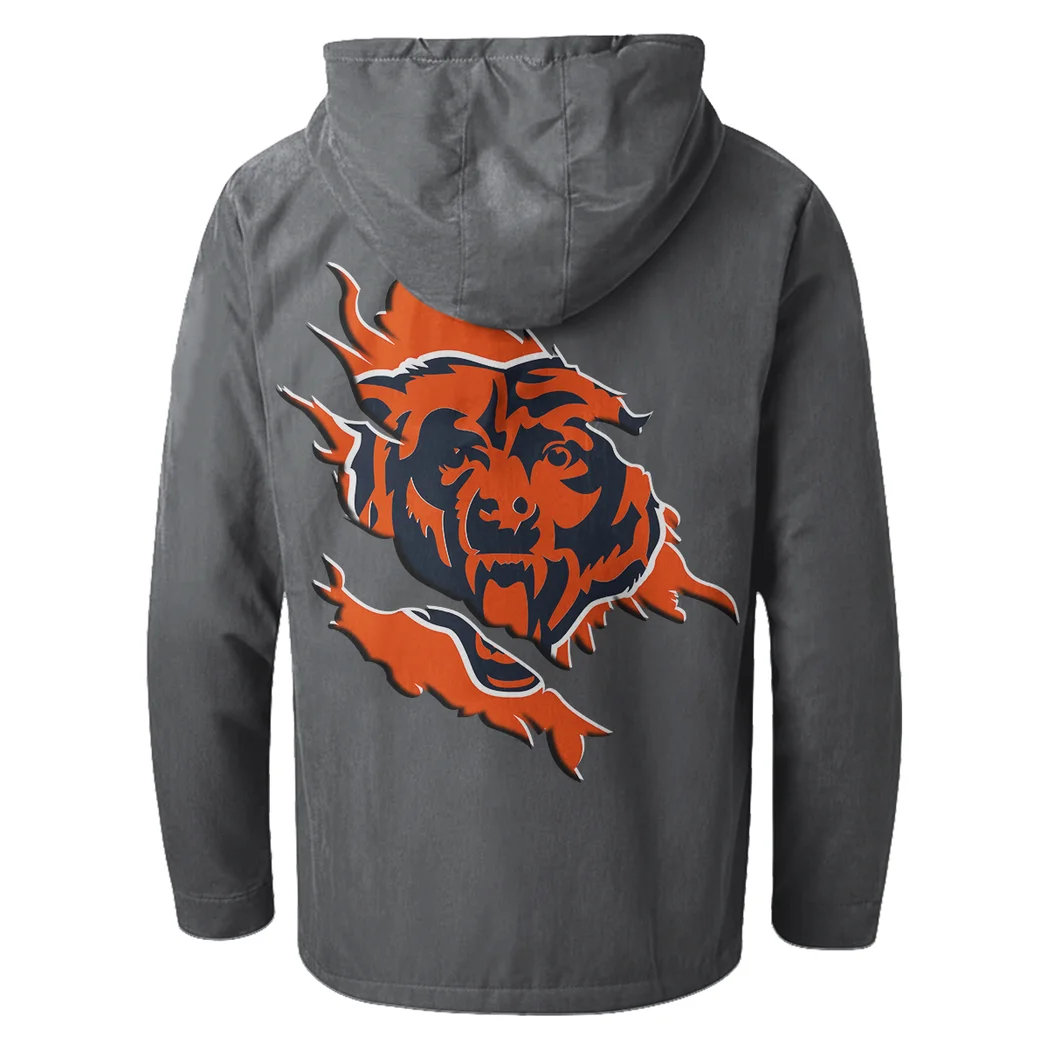 Game Day Paws Flannel Hoodie, Casual Sport Hooded Flannel HVN1462CB - Gray - Image 3