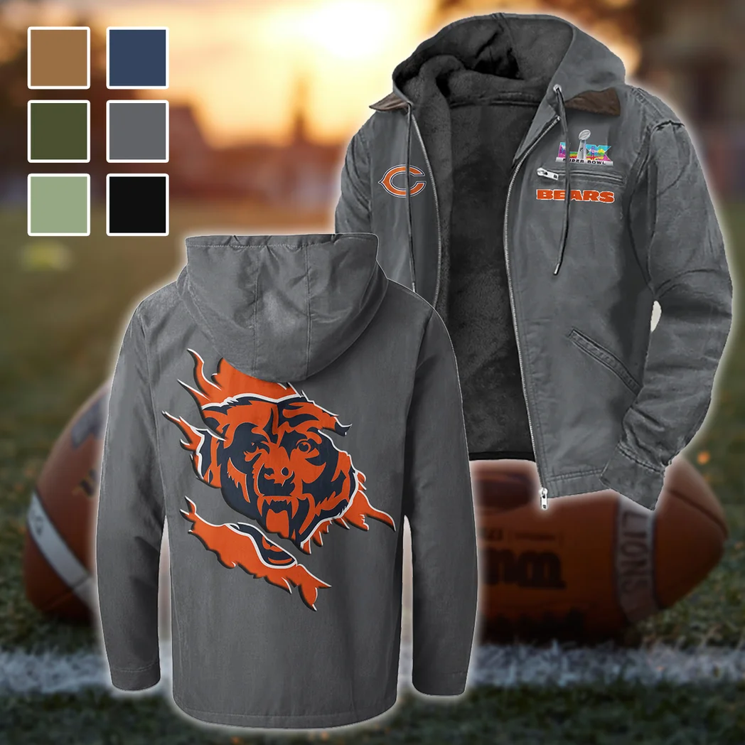 Game Day Paws Flannel Hoodie, Casual Sport Hooded Flannel HVN1462CB - Gray