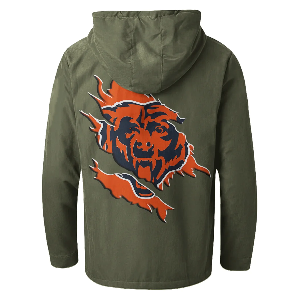 Game Day Paws Flannel Hoodie, Casual Sport Hooded Flannel HVN1462CB - Green - Image 3