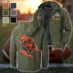 Game Day Paws Flannel Hoodie, Casual Sport Hooded Flannel HVN1462CB - Green