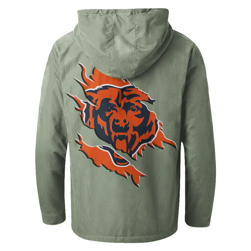 Game Day Paws Flannel Hoodie, Casual Sport Hooded Flannel HVN1462CB - Light Green - Image 3
