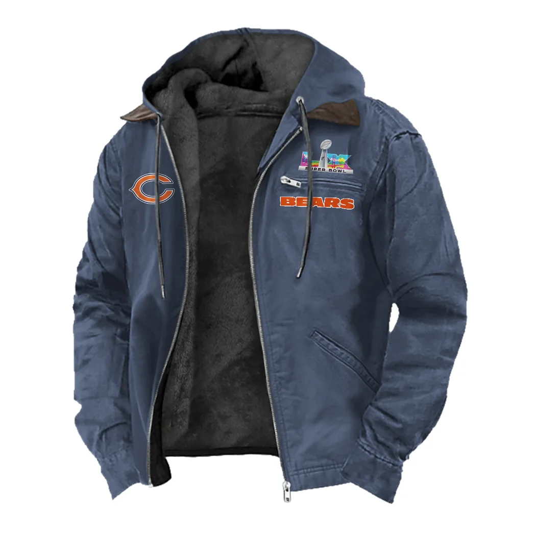Game Day Paws Flannel Hoodie, Casual Sport Hooded Flannel HVN1462CB - Navy Blue - Image 2