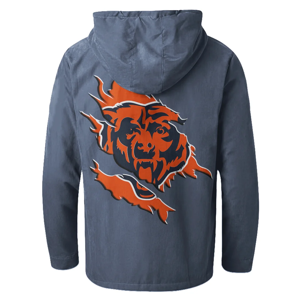 Game Day Paws Flannel Hoodie, Casual Sport Hooded Flannel HVN1462CB - Navy Blue - Image 3