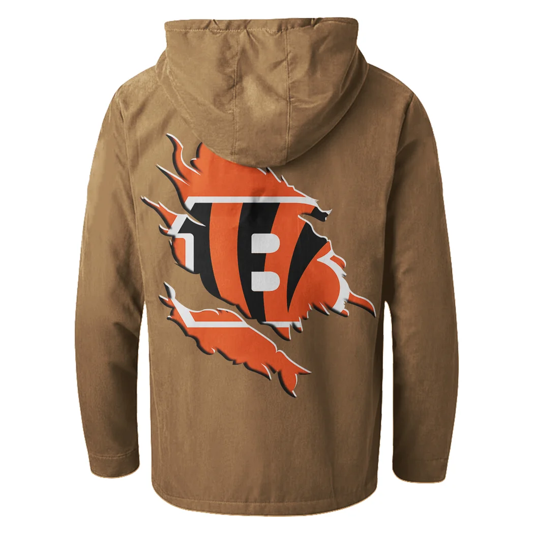 Orange Pride Flannel Hoodie, Fan Squad Flannel Hoodie HVN1462CI - Camel - Image 3