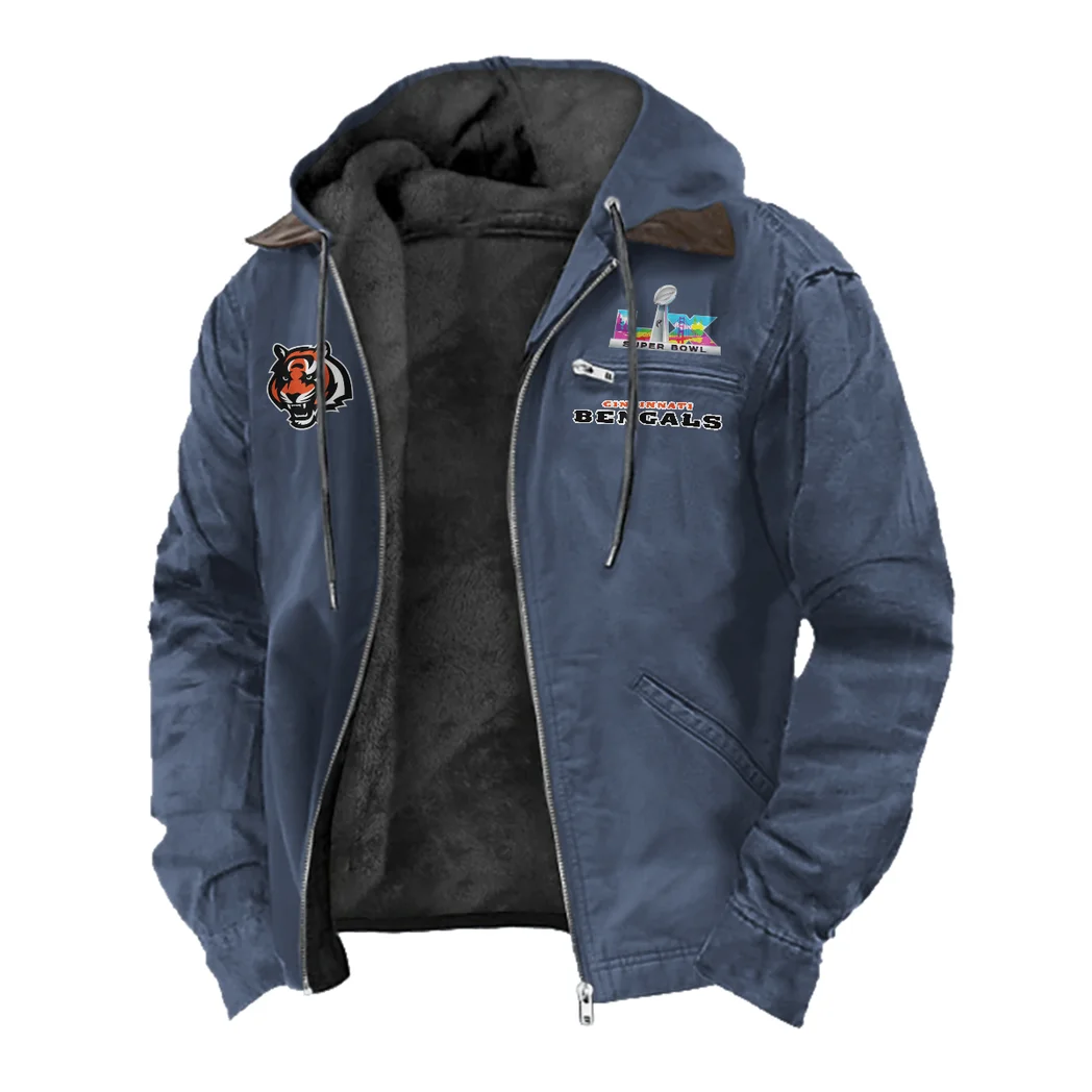 Orange Pride Flannel Hoodie, Fan Squad Flannel Hoodie HVN1462CI - Navy Blue - Image 2