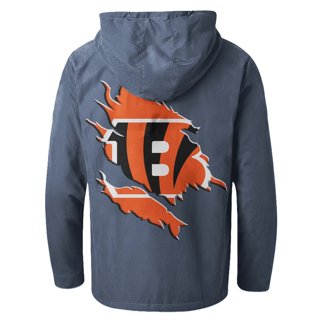 Orange Pride Flannel Hoodie, Fan Squad Flannel Hoodie HVN1462CI - Navy Blue - Image 3