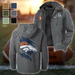 Football Bronze Crew Flannel Hoodie, Street Style Sport Hoodie HVN1462DB - Gray