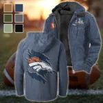 Football Bronze Crew Flannel Hoodie, Street Style Sport Hoodie HVN1462DB - Navy Blue