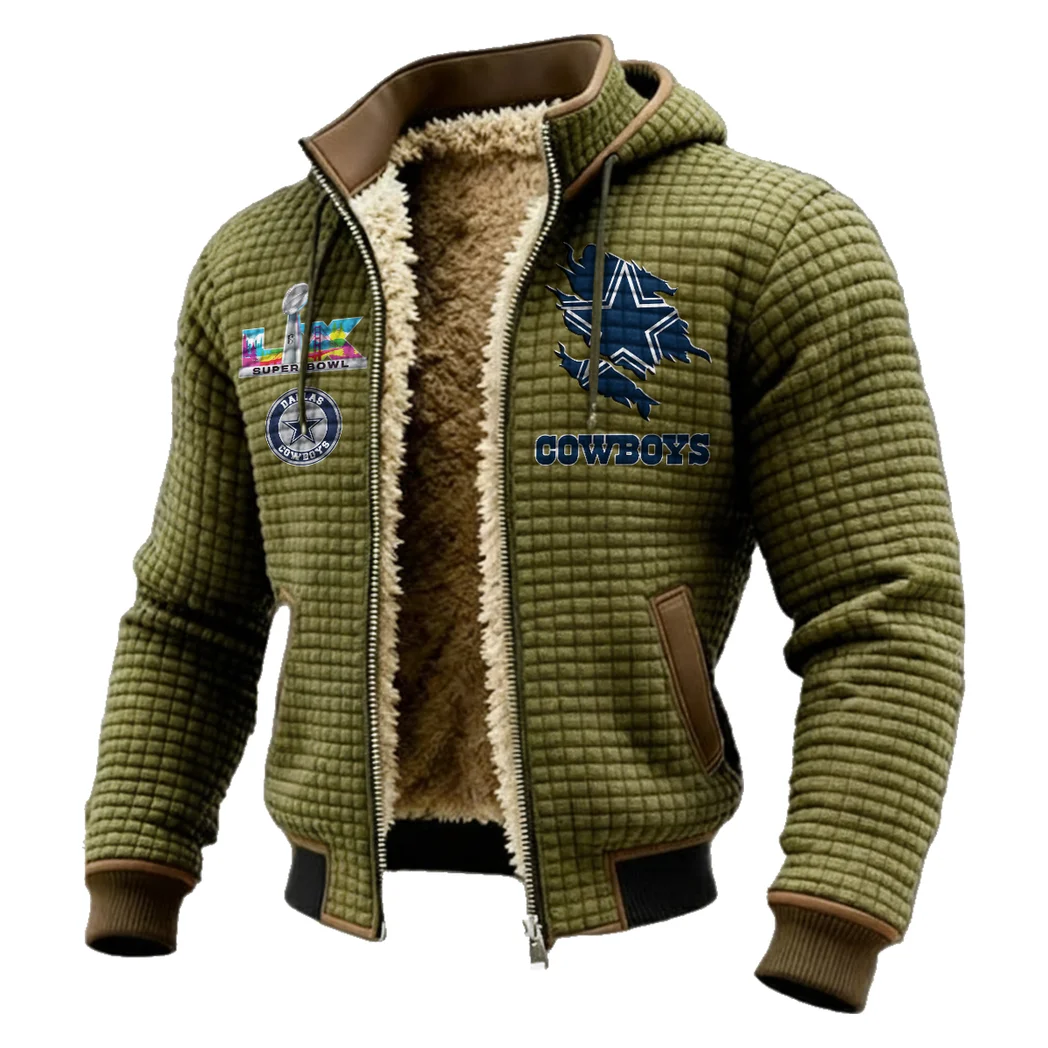 Blue Pride Fleece-Lined Hooded Jacket, Rapid-Dry Fleece-Lined Hoody HVN1462DC - Green - Image 2