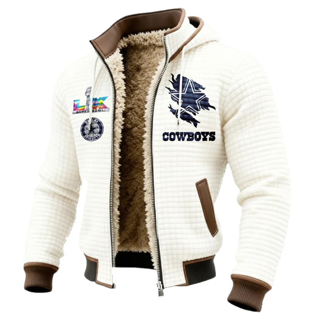 Blue Pride Fleece-Lined Hooded Jacket, Rapid-Dry Fleece-Lined Hoody HVN1462DC - White - Image 2
