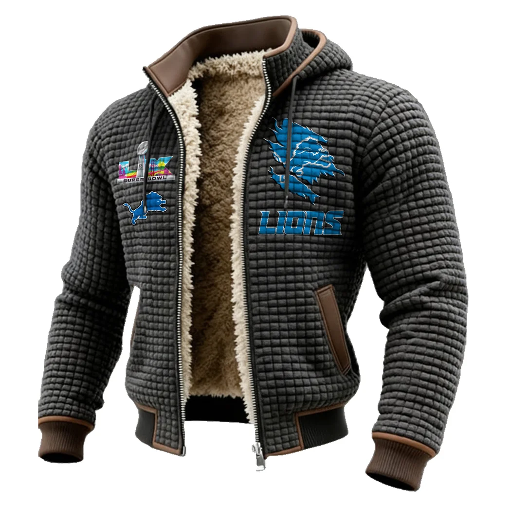 Blue Pride Fleece-Lined Hooded Jacket, Elite Athlete Winter Jacket HVN1462DL - Grey - Image 2