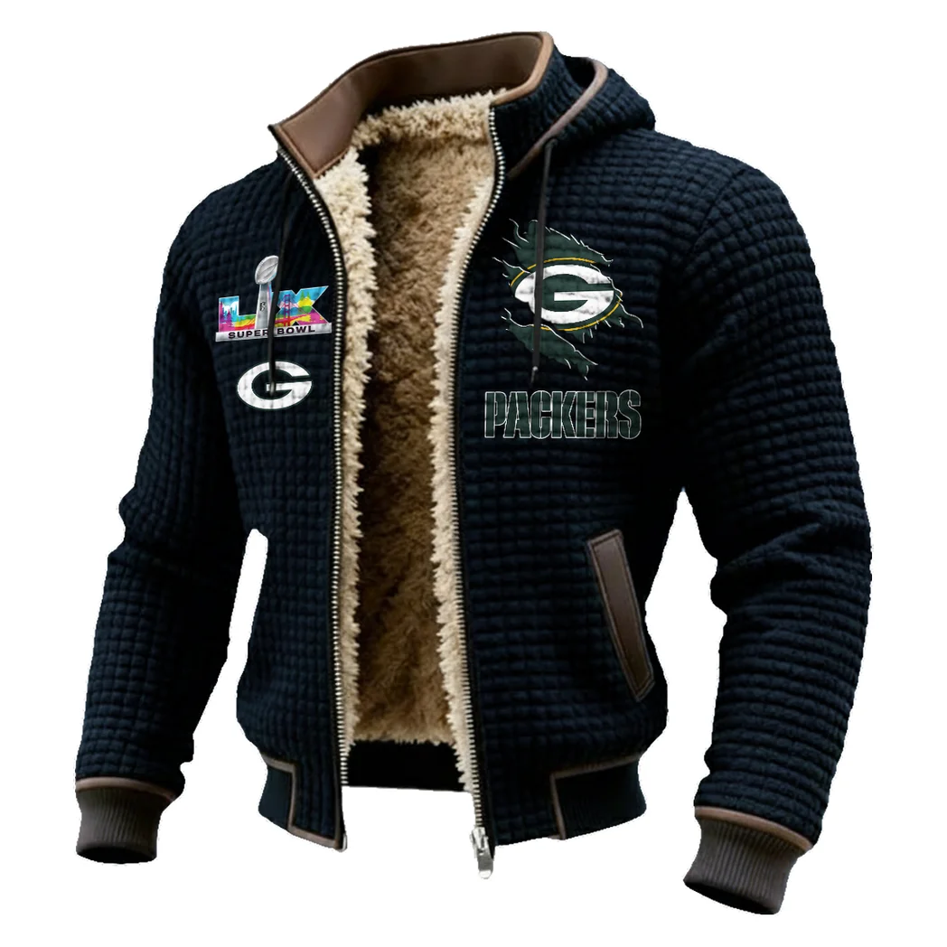 Cheese City Army Fleece-Lined Hooded Jacket, Weather-Shield Fleece Hoody HVN1462GP - Black - Image 2