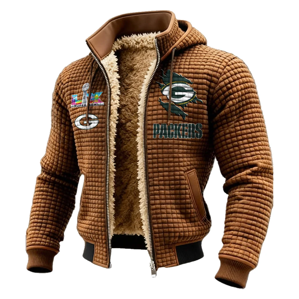 Cheese City Army Fleece-Lined Hooded Jacket, Weather-Shield Fleece Hoody HVN1462GP - brown - Image 2