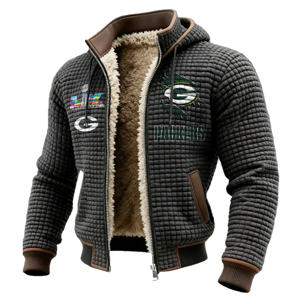 Cheese City Army Fleece-Lined Hooded Jacket, Weather-Shield Fleece Hoody HVN1462GP - Grey - Image 2