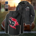 Football Blue Crew Flannel Hoodie, Athletic Lifestyle Fan Hoodie HVN1462HT - Black