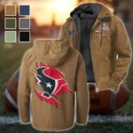 Football Blue Crew Flannel Hoodie, Athletic Lifestyle Fan Hoodie HVN1462HT - Camel