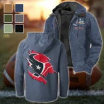 Football Blue Crew Flannel Hoodie, Athletic Lifestyle Fan Hoodie HVN1462HT - Navy Blue