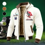 Football Blue Crew Fleece-Lined Hooded Jacket, Wind-Blocker Insulated Hoody HVN1462HT - White