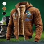 Fan Horn Squad Fleece-Lined Hooded Jacket, Water-Resistant Thermal Hoody HVN1462LA - brown