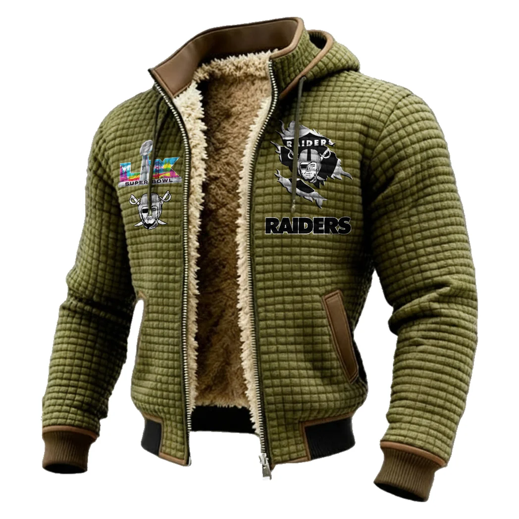 Strip Squad Fleece-Lined Hooded Jacket, Deep Winter Insulated Hoody HVN1462LV - Green - Image 2