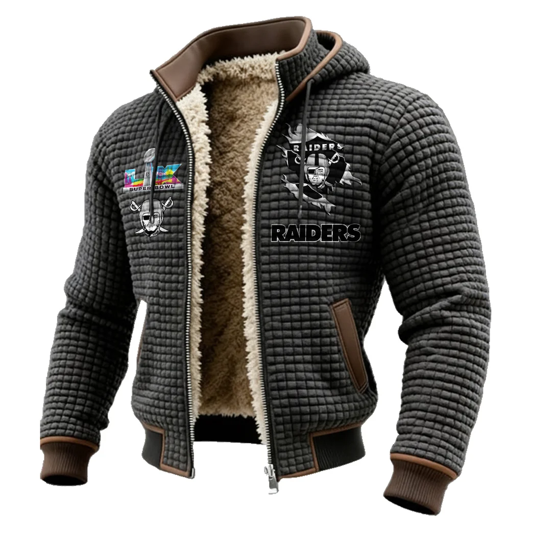 Strip Squad Fleece-Lined Hooded Jacket, Deep Winter Insulated Hoody HVN1462LV - Grey - Image 2