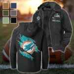 Match Day Dolphins Flannel Hoodie, Fan Pride Hooded Flannel HVN1462MD - Black