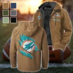 Match Day Dolphins Flannel Hoodie, Fan Pride Hooded Flannel HVN1462MD - Camel