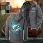 Match Day Dolphins Flannel Hoodie, Fan Pride Hooded Flannel HVN1462MD - Gray