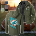 Match Day Dolphins Flannel Hoodie, Fan Pride Hooded Flannel HVN1462MD - Green