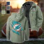 Match Day Dolphins Flannel Hoodie, Fan Pride Hooded Flannel HVN1462MD - Light Green