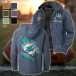 Match Day Dolphins Flannel Hoodie, Fan Pride Hooded Flannel HVN1462MD - Navy Blue