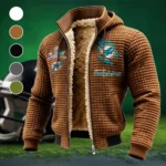 Match Day Dolphins Fleece-Lined Hooded Jacket, Cold-Snap Defense Jacket HVN1462MD - brown