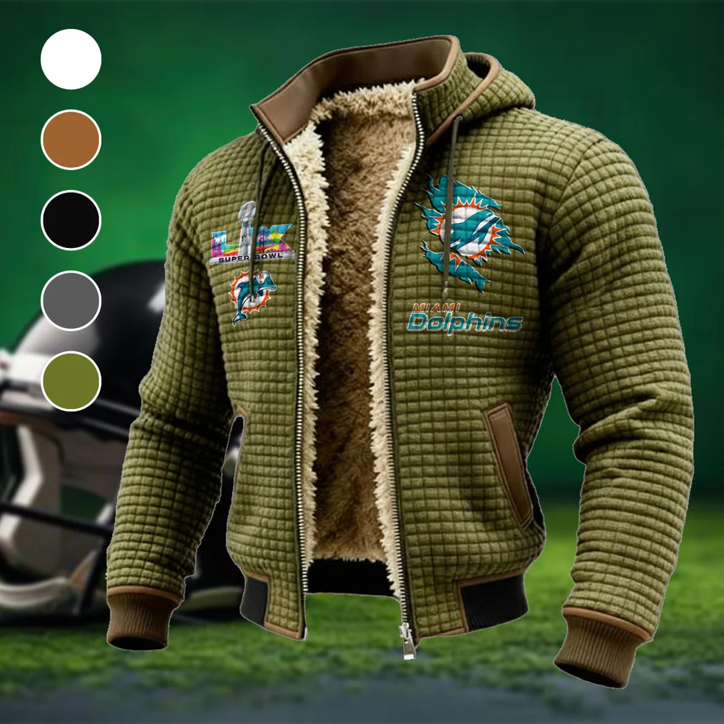 Match Day Dolphins Fleece-Lined Hooded Jacket, Cold-Snap Defense Jacket HVN1462MD - Green