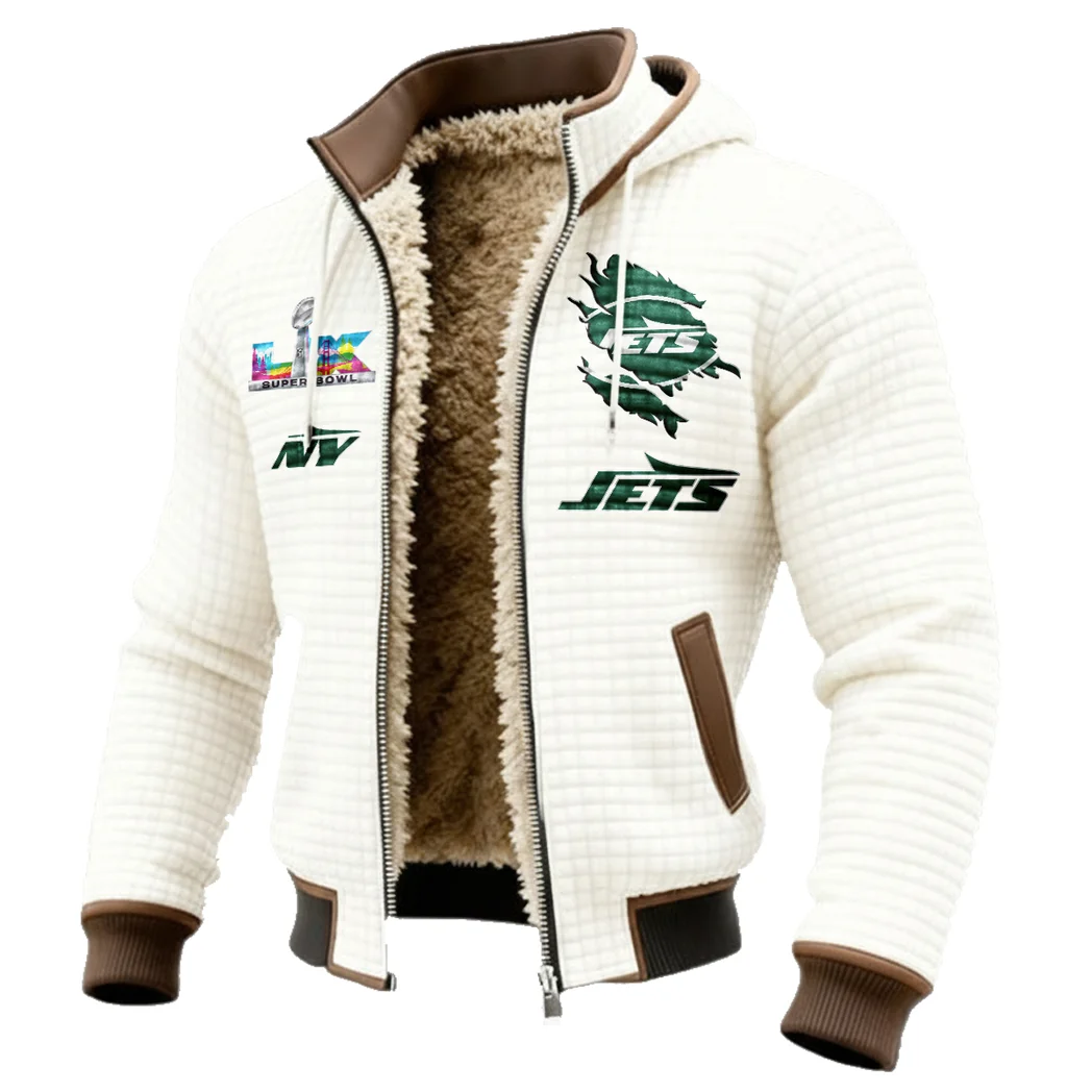 Green Wings Fleece-Lined Hooded Jacket, Thermal Core Fleece Jacket HVN1462NJ - White - Image 2