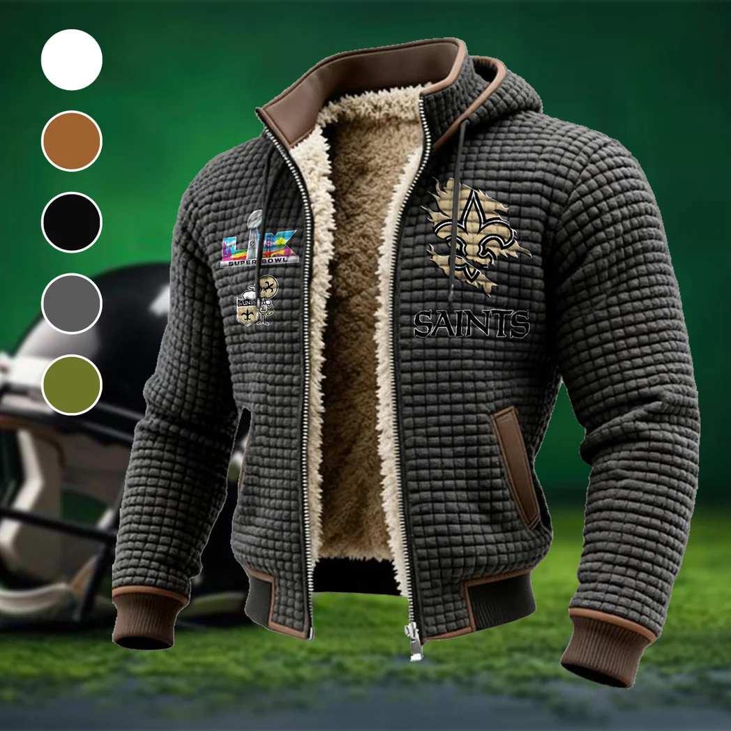 Fan Squad Fleece-Lined Hooded Jacket, Brushed Interior Winter Jacket HVN1462NS - Grey