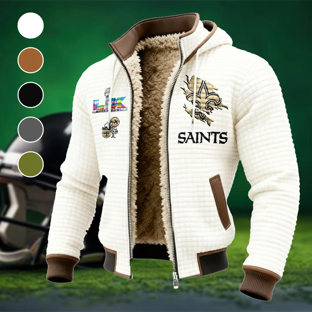 Fan Squad Fleece-Lined Hooded Jacket, Brushed Interior Winter Jacket HVN1462NS - White