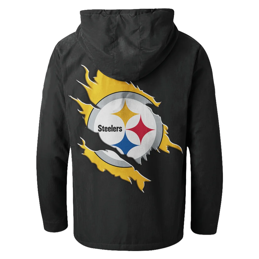Game Day Squad Flannel Hoodie, Supporter Spirit Hooded Flannel HVN1462PS - Black - Image 3