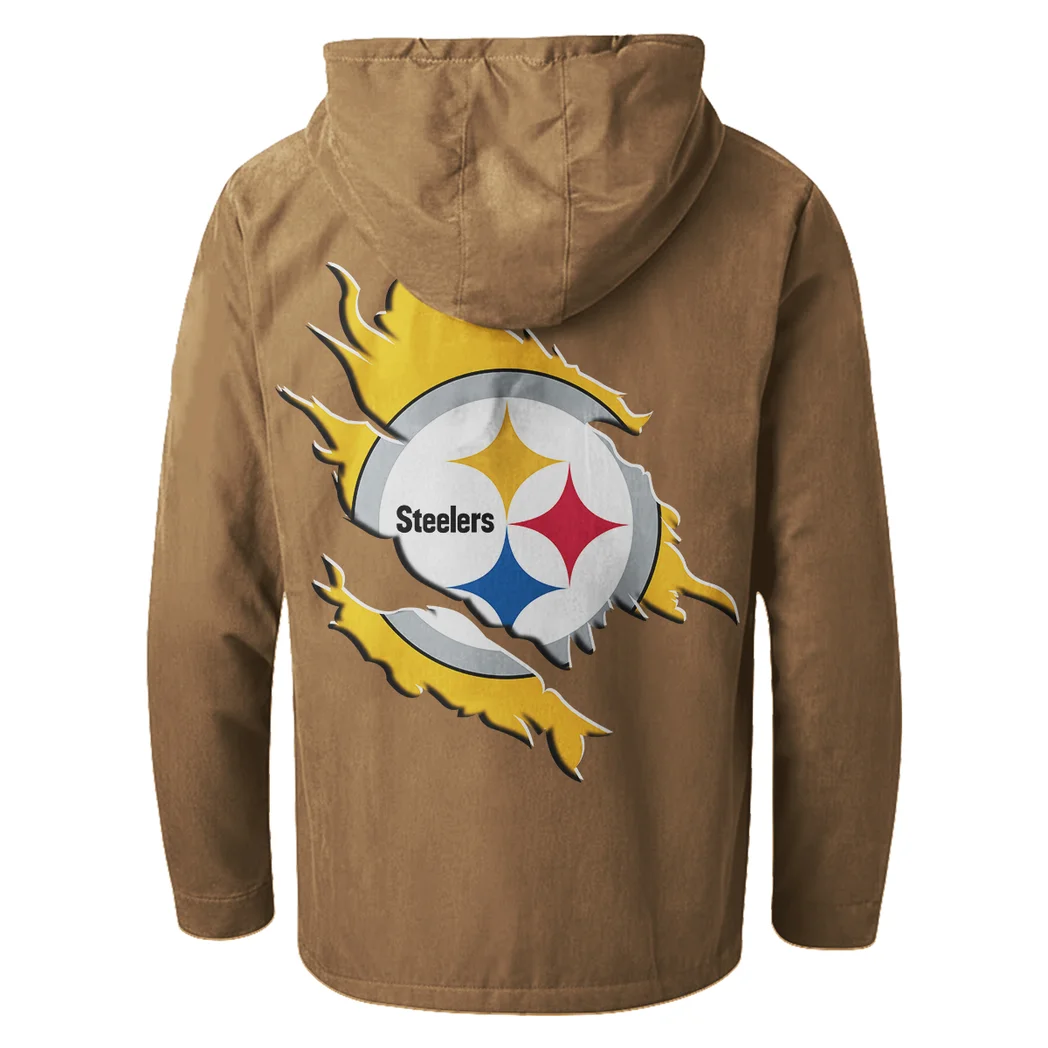 Game Day Squad Flannel Hoodie, Supporter Spirit Hooded Flannel HVN1462PS - Camel - Image 3