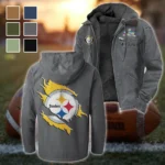Game Day Squad Flannel Hoodie, Supporter Spirit Hooded Flannel HVN1462PS - Gray